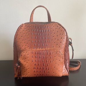 Tan Ostrich Leather Mini Backpack
